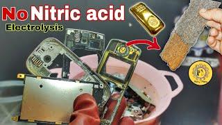 Unique way of GOLD recovery from Random cellphone items by electrolysis