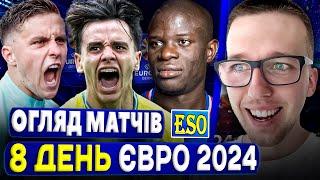 Україна камбечить, Польща вилітає, Канте - ТОП ! Огляд матчів 8 дня ЄВРО 2024 !