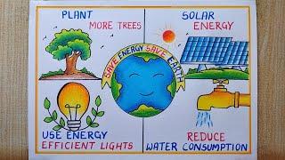 Energy conservation Poster drawing easy| Save Energy save Earth drawing| Renewable Energy drawing