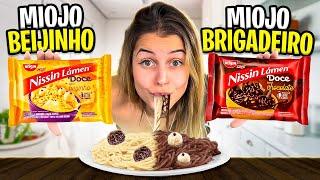 EXPERIMENTANDO OS NOVOS MIOJOS DE SABORES DOCES!! ( BRIGADEIRO E BEIJINHO)!! É BOM???