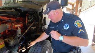 Florida Highway Patrol steering & suspension truck inspection at Sneads station on Interstate 10