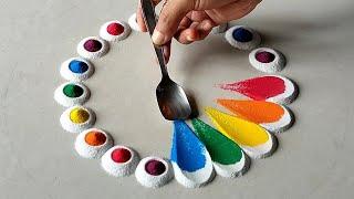 9 STUNNING AND INNOVATIVE MULTI-COLOURED RANGOLIS|| SATISFYING RANGOLI ART, RELAXING RANGOLI VIDEO