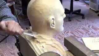 Wood carved  male head Limewood "Tico"