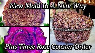 #872 Resin Heart Trinket Tray A New Way + Three Custom Rose Coasters