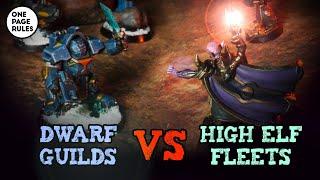 Grimdark Future FIREFIGHT - Dwarf Guilds VS High Elf Fleets