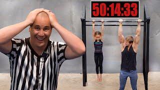 8 Year Old Gymnast Hangs Onto a Bar for 50 Minutes and Wins $500!