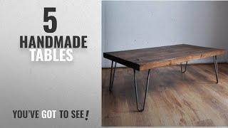 Top 10 Handmade Tables [2018]: Rustic Vintage Industrial Solid Wood Coffee Table-Black / Bare Metal