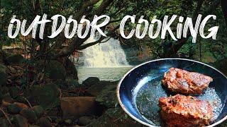 Outdoor Cooking (Steak by Waterfall)