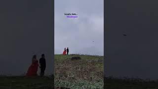 Lovely date of us, lady in red ,cute and beautiful,in stormy weather,gilan highlands, iran