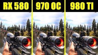 Far Cry 5 GTX 970 Overclocked Vs GTX 980 TI Vs AMD RX 580 Frame Rate Comparison