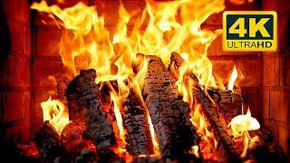  FIREPLACE Ultra HD 4K. Fireplace with Crackling Fire Sounds. Fireplace Burning. Fire Background