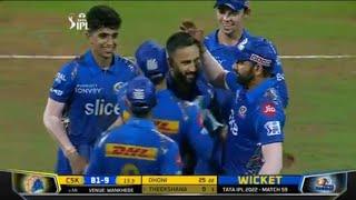 Ramandeep Singh first ipl wicket bowling highlight MI vs CSK TATA IPL 2022 report