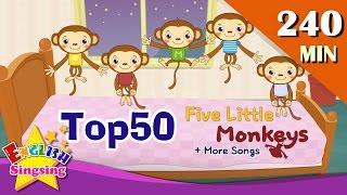 Five Little Monkeys + More Nursery Rhymes | Top 50 Kids songs with lyrics | English kids video