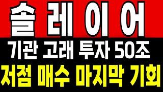 [솔레이어 코인] 기관 고래 대규모 투자 저점 매수 기회