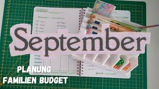 Monatsplanung September 2024 Familien Budget für 6 Personen| Cashstuffing| die Umschlagmethode ️