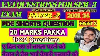 V.V.I. Short Question Math Honours SEM 3 part 2 #vbu #maths #vidya guesspaper #viral #trending