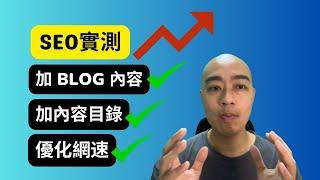 SEO實測：加 blog 內容 + 加內容目錄 + 優化網速