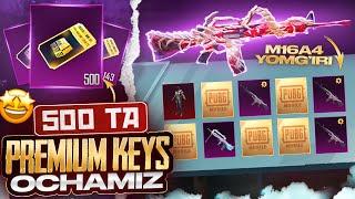  YANGI PREMIUM KEYSDAN 500 TA OCHAMIZ - M16A4'ga CHO'MILDIM - ENG OMADLI PREMIUM KEYS?! - PUBGM