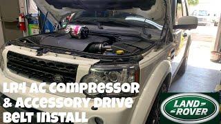 Land Rover LR4 AC compressor and belt install