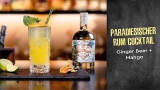 Paradise Mango Punch Rum Cocktail - mit Ginger Beer, Limettensaft & Mango. Wajos Cocktail Rezept