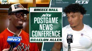 Jets running backs Breece Hall and Braelon Allen discuss closing moments of win | SNY