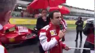 Felipe talks to the Tifosi and receives special trophy from Ferrari