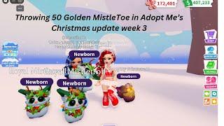 Throwing 50 mistletoe vs my alt account in Adopt Me!! Who will get more Royal Mistletrolls