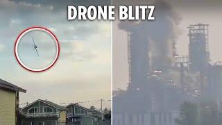 Ukrainian kamikaze drones rain hellfire in BIGGEST ever blitz on Russian targets