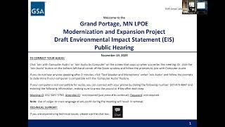 Grand Portage LPOE Draft EIS Public Hearing Presentation Recording