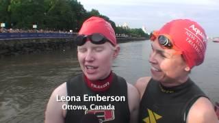 2012 NYC Triathlon Caroline Gaynor guides blind Leona Emberson YouTube