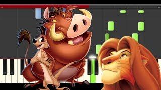 Hakuna Matata piano midi tutorial sheet partitura easy Rey Leon The Lion King 2019