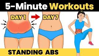 5 Minute BELLY FAT BURNING WORKOUT (Standing) Lose Weight Increase Energy