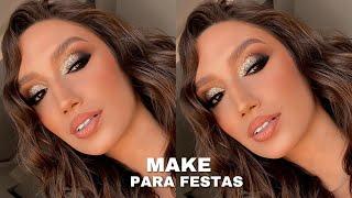 MAKE GLAM COM BRILHO *MAKE PERFEITA PARA FESTAS* MAQUIAGEM FÁCIL!!!