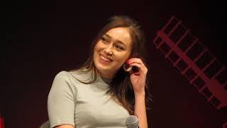 Just Focusing on Alycia Debnam-Carey during a panel discussion - Atlanta GA - Oct 27, 2018