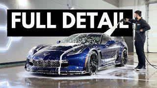 Corvette ZO6 Full Cleaning-Rims&Engine detail,Hand wash&Interior shampoo,Exhaust sound.