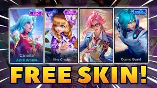 ALL FREE SKIN EVENTS IN MOBILE LEGENDS: JULY 2024! CARMILLA EPIC & SILVANNA FREE SKIN & MORE! - MLBB