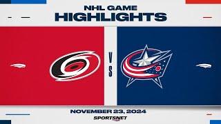 NHL Highlights | Hurricanes vs. Blue Jackets - November 23, 2024