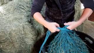 How to tie double hay bags.