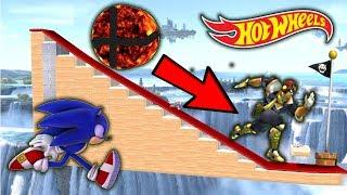 Super Smash Bros. Ultimate - Who Can OUTRUN The FLAMING SMASH BALL On The Hot Wheels Track?