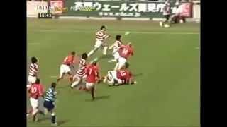 Lovely free running Japan try vs Wales 2001