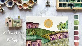 Paint with me this watercolor little village.