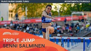 Senni Salminen jumps Finnish triple jump record 14.51m | Paavo Nurmi Games Turku