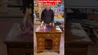 Antique furniture restoration with fire 