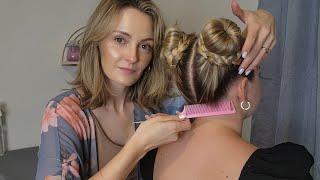 ASMR Perfectionist Braided Twin Ballerina Buns | Hair Perfecting & Mini Combing | Finishing touches