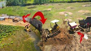 The Fully Video New Construction Canal & Road Build With Dozer Mishubishi Sinking Water Truck Skuck