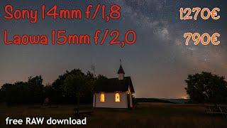  Astro-Ultraweitwinkelvergleich | Sony 14mm f/1,8 GM --- vs --- Laowa 15mm f/2,0 Zero-D 