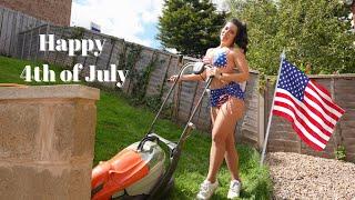 4th of July Mowing my lawn in pantyhose! #4thofjuly #usavlogs