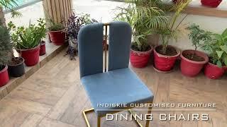 Indiskie Dining Chairs Cafe Furniture Rasturant Furniture Upholstery Stainless Rose Gold Finish