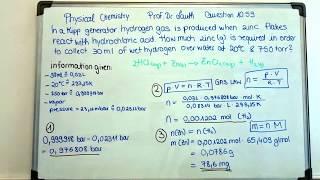 Discussing the process in a Kipp generator quantitatively using the ideal gas law (10.59)