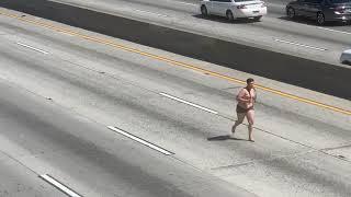 Man shuts down Hollywood Freeway to take casual jog